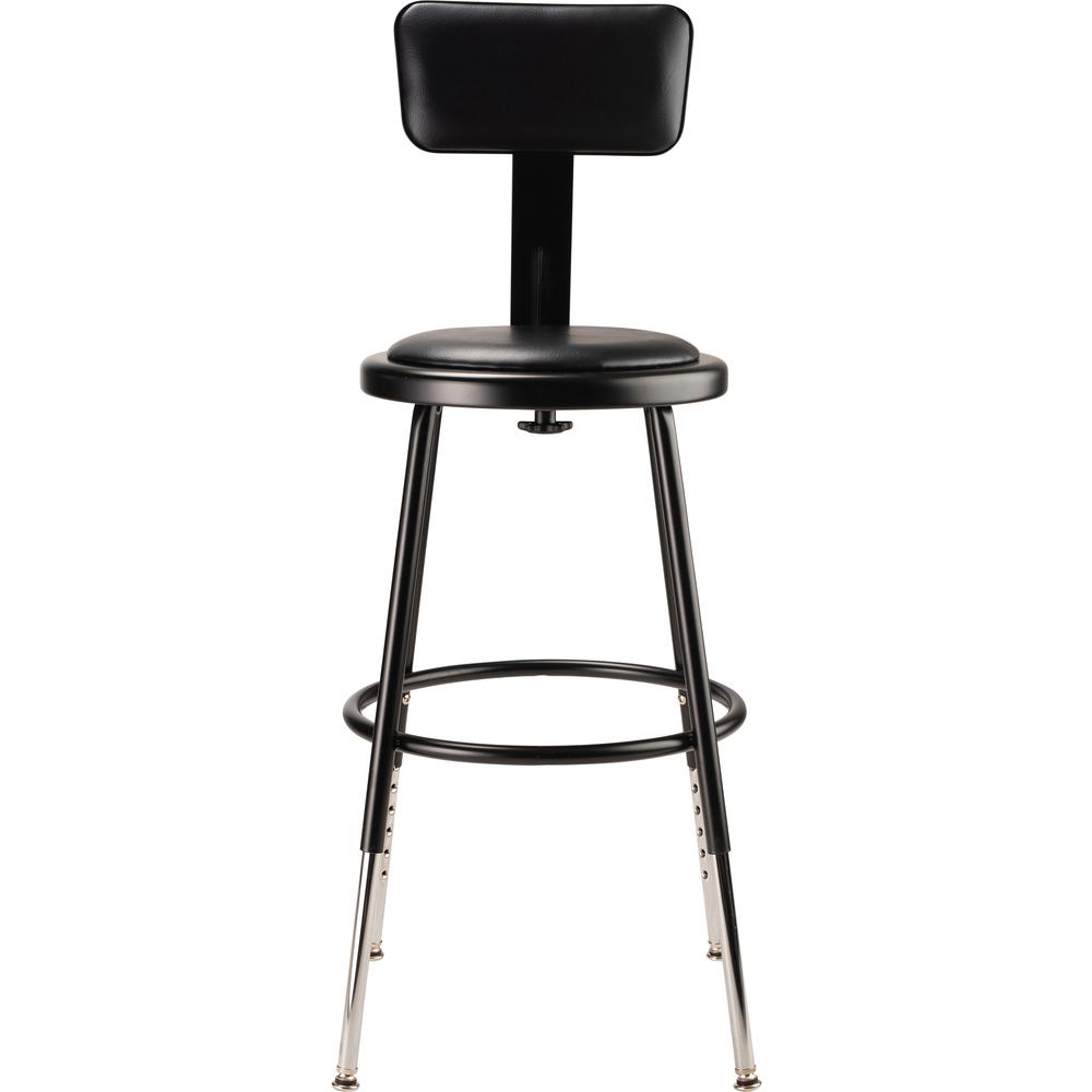 (5 Pack) NPS® 19"-27" Height Adjustable Heavy Duty Vinyl Padded Steel Stool With Backrest, Black