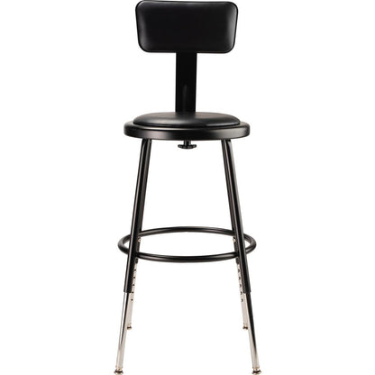 (5 Pack) NPS® 19"-27" Height Adjustable Heavy Duty Vinyl Padded Steel Stool With Backrest, Black