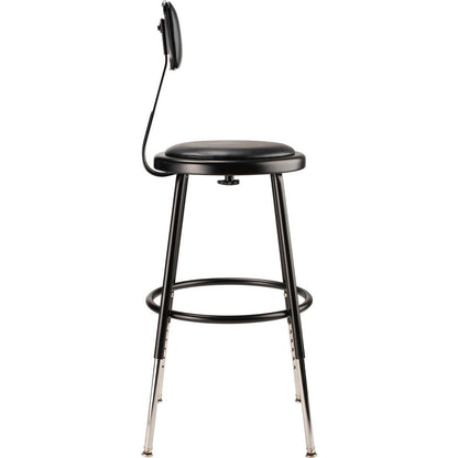 (5 Pack) NPS® 19"-27" Height Adjustable Heavy Duty Vinyl Padded Steel Stool With Backrest, Black