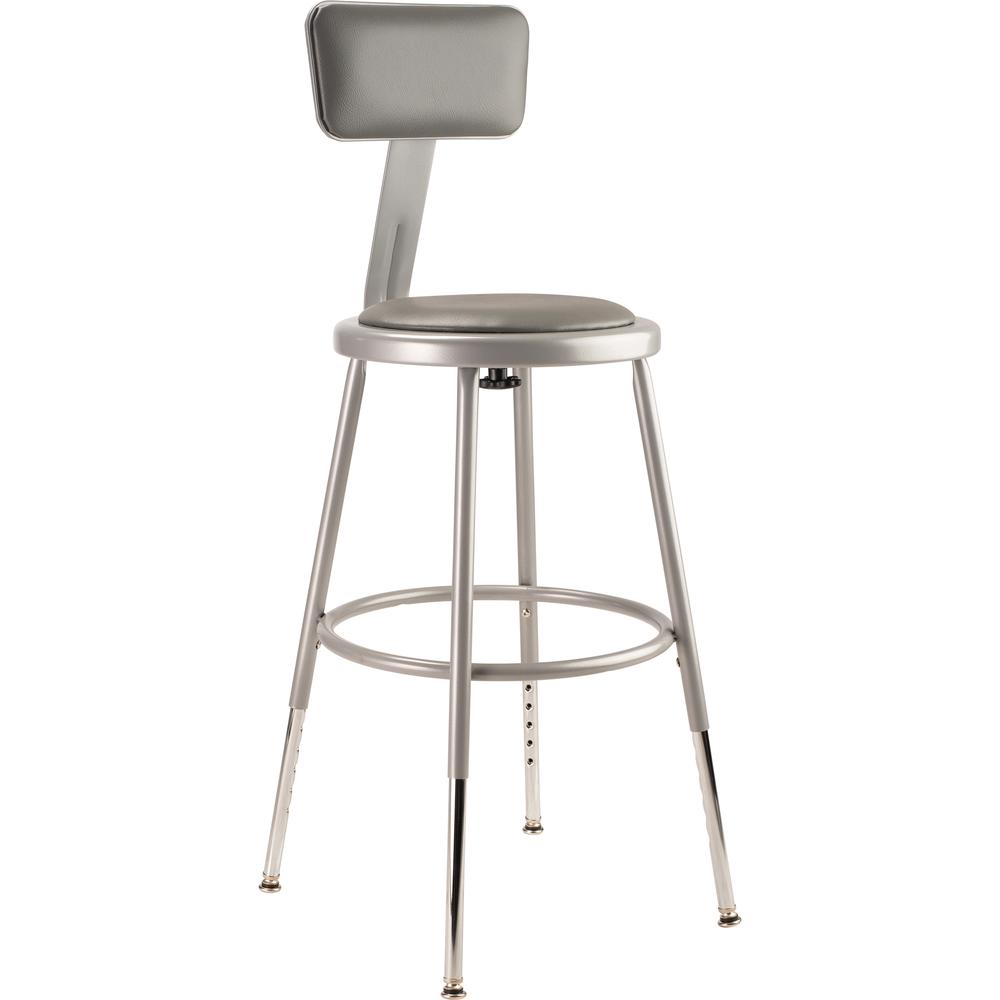 (5 Pack) NPS® 19"-27" Height Adjustable Heavy Duty Vinyl Padded Steel Stool With Backrest, Grey
