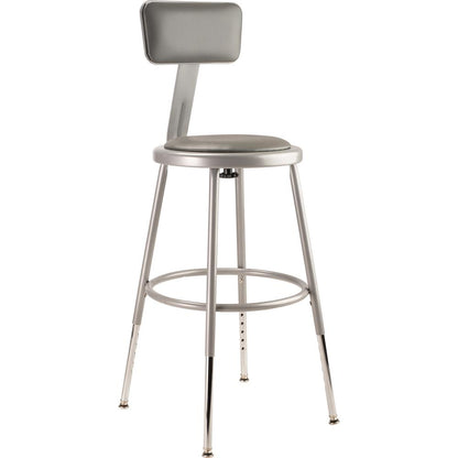 (5 Pack) NPS® 19"-27" Height Adjustable Heavy Duty Vinyl Padded Steel Stool With Backrest, Grey