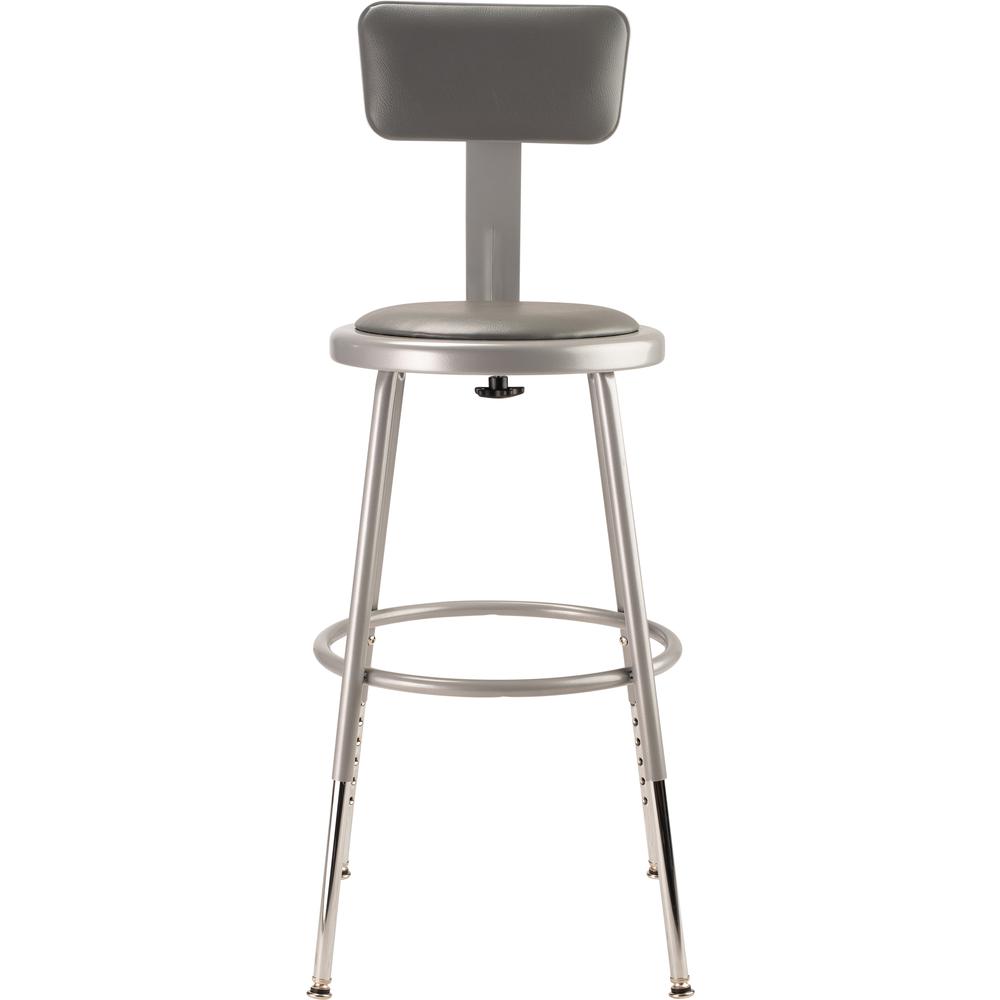 (5 Pack) NPS® 19"-27" Height Adjustable Heavy Duty Vinyl Padded Steel Stool With Backrest, Grey