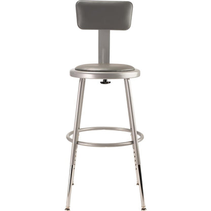 (5 Pack) NPS® 19"-27" Height Adjustable Heavy Duty Vinyl Padded Steel Stool With Backrest, Grey