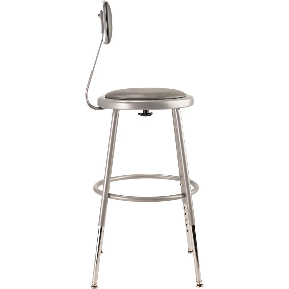 (5 Pack) NPS® 19"-27" Height Adjustable Heavy Duty Vinyl Padded Steel Stool With Backrest, Grey