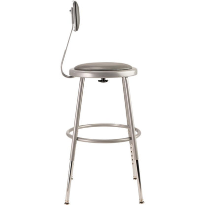 (5 Pack) NPS® 19"-27" Height Adjustable Heavy Duty Vinyl Padded Steel Stool With Backrest, Grey