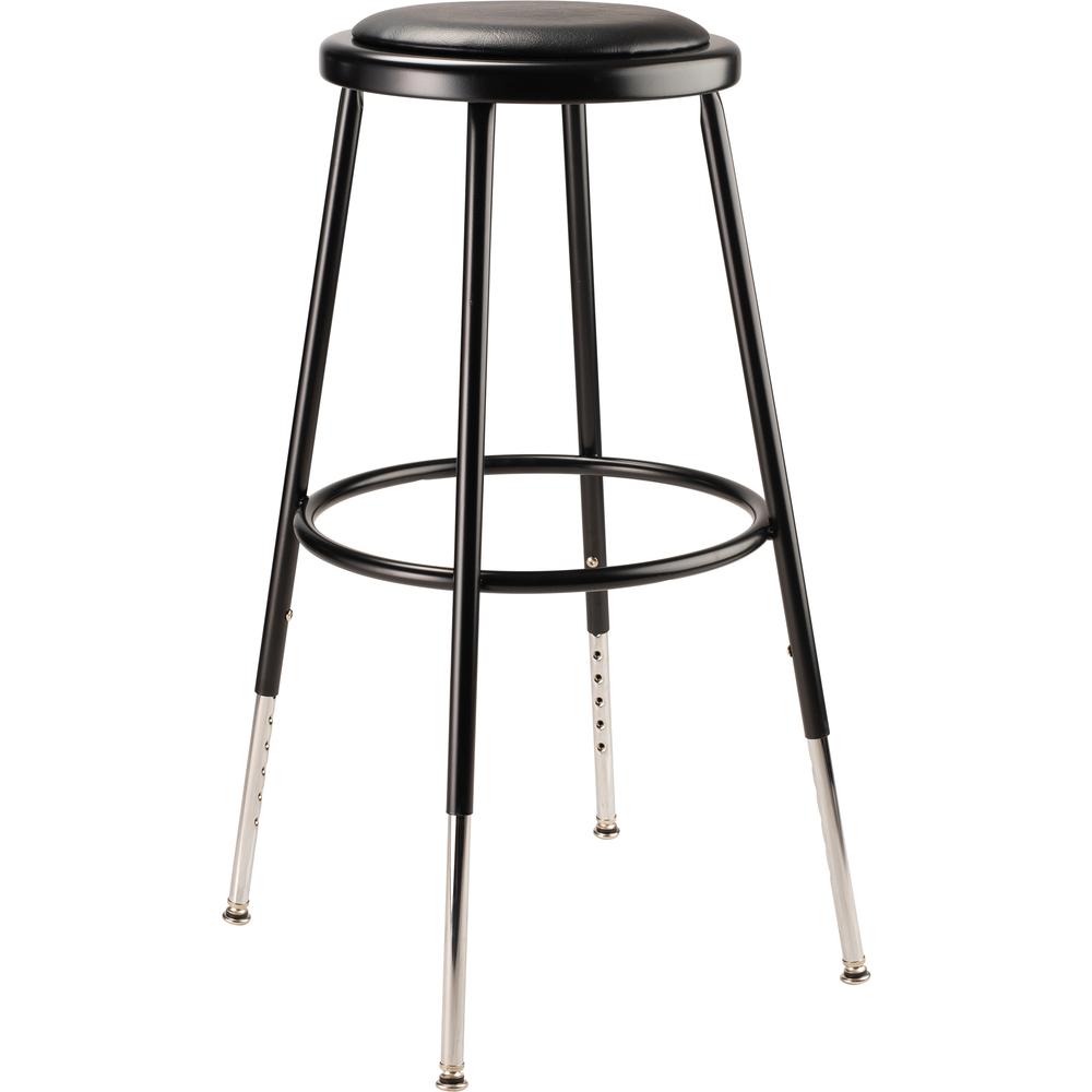 (4 Pack) NPS® 25"-33" Height Adjustable Heavy Duty Vinyl Padded Steel Stool, Black