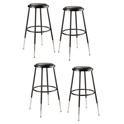 (4 Pack) NPS® 25"-33" Height Adjustable Heavy Duty Vinyl Padded Steel Stool, Black