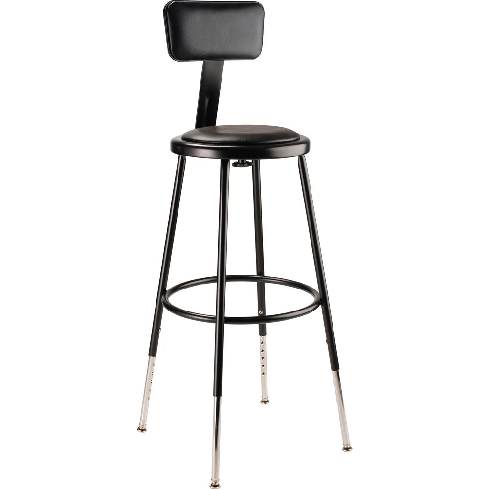 (4 Pack) NPS® 25"-33" Height Adjustable Heavy Duty Vinyl Padded Steel Stool With Backrest, Black