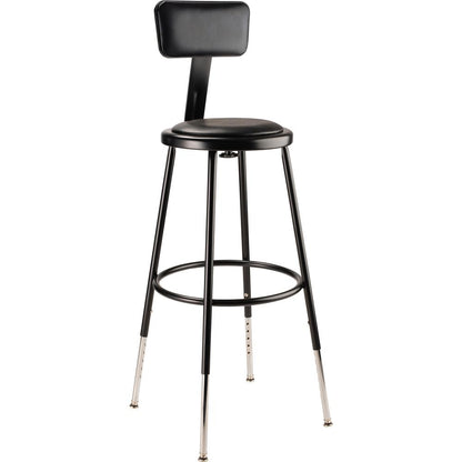 (4 Pack) NPS® 25"-33" Height Adjustable Heavy Duty Vinyl Padded Steel Stool With Backrest, Black