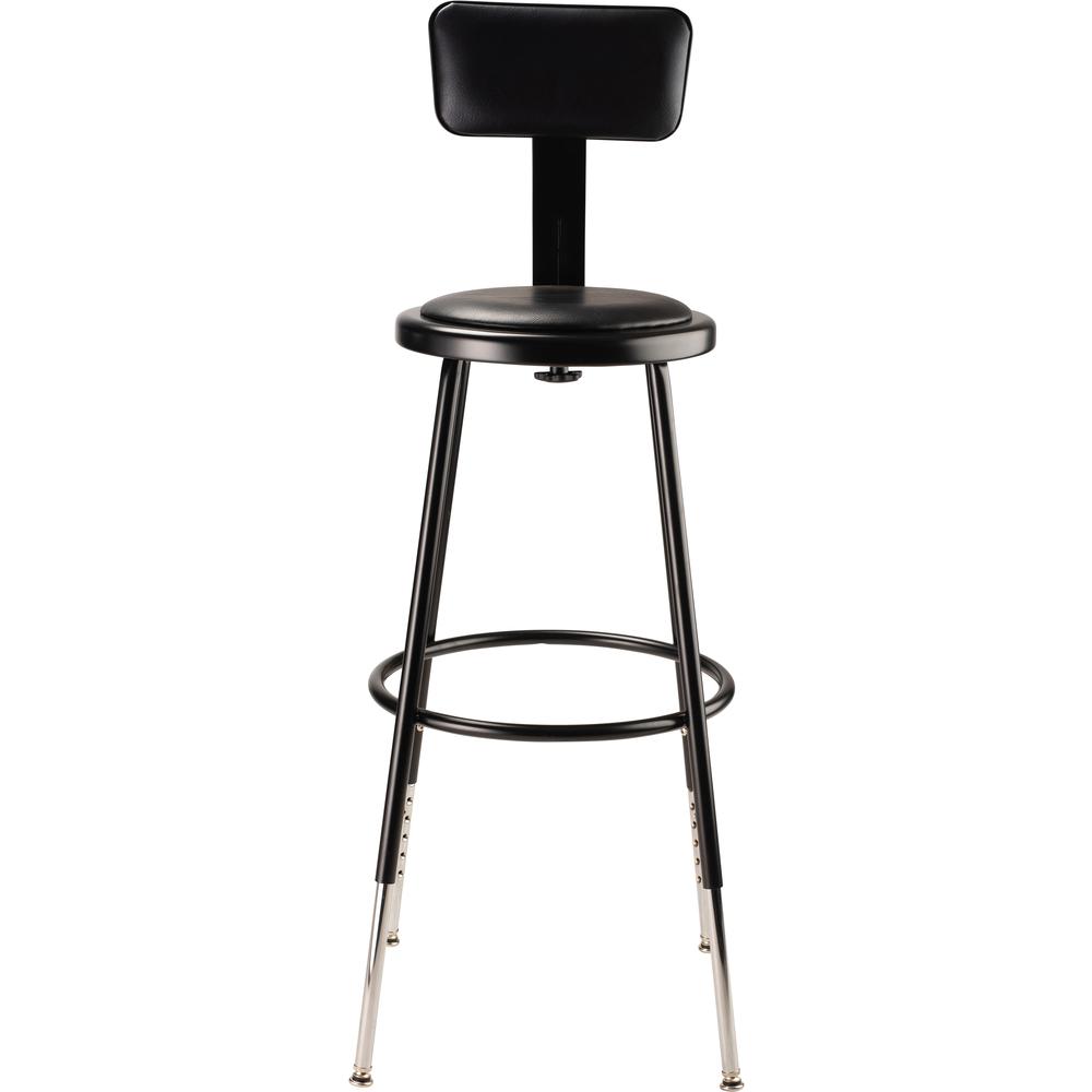 (4 Pack) NPS® 25"-33" Height Adjustable Heavy Duty Vinyl Padded Steel Stool With Backrest, Black