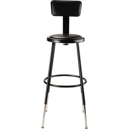(4 Pack) NPS® 25"-33" Height Adjustable Heavy Duty Vinyl Padded Steel Stool With Backrest, Black