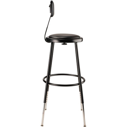 (4 Pack) NPS® 25"-33" Height Adjustable Heavy Duty Vinyl Padded Steel Stool With Backrest, Black