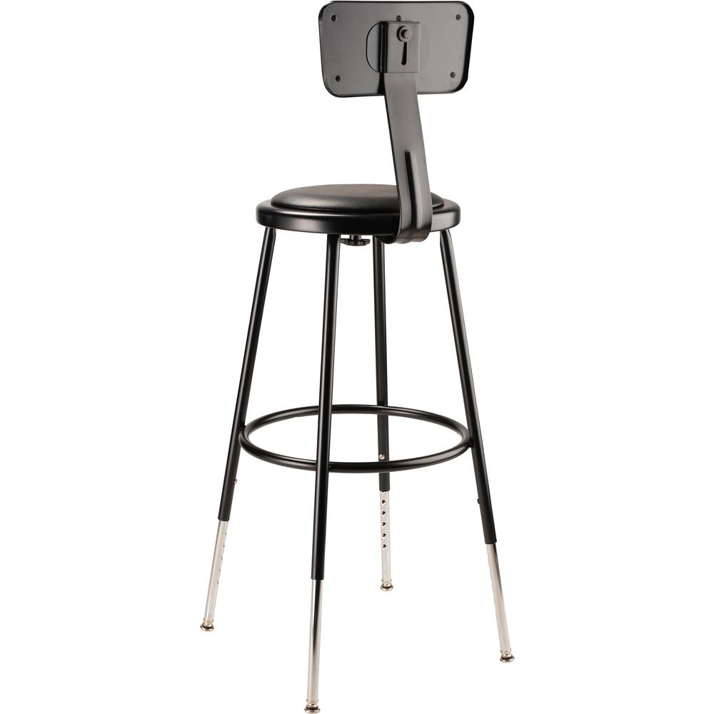 (4 Pack) NPS® 25"-33" Height Adjustable Heavy Duty Vinyl Padded Steel Stool With Backrest, Black