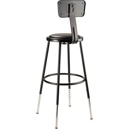 (4 Pack) NPS® 25"-33" Height Adjustable Heavy Duty Vinyl Padded Steel Stool With Backrest, Black