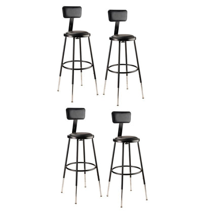 (4 Pack) NPS® 25"-33" Height Adjustable Heavy Duty Vinyl Padded Steel Stool With Backrest, Black