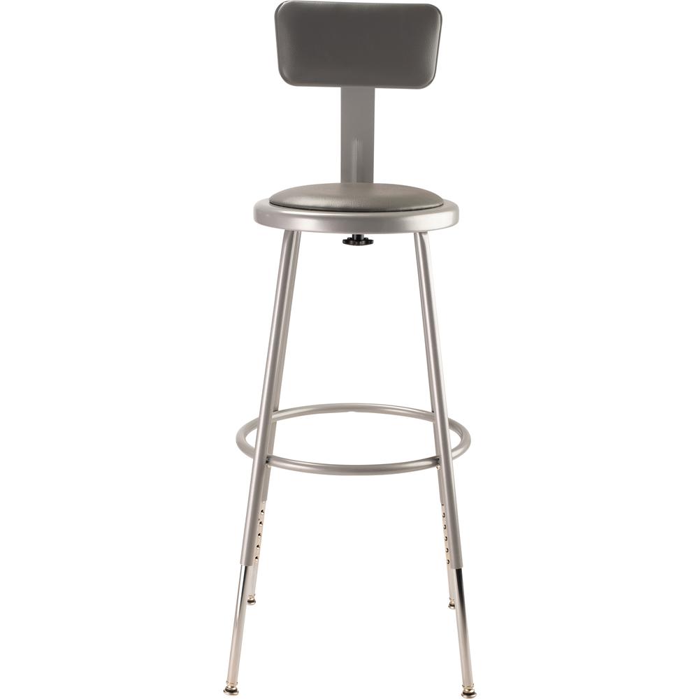 NPS® 25"-33" Height Adjustable Heavy Duty Vinyl Padded Steel Stool With Backrest, Grey