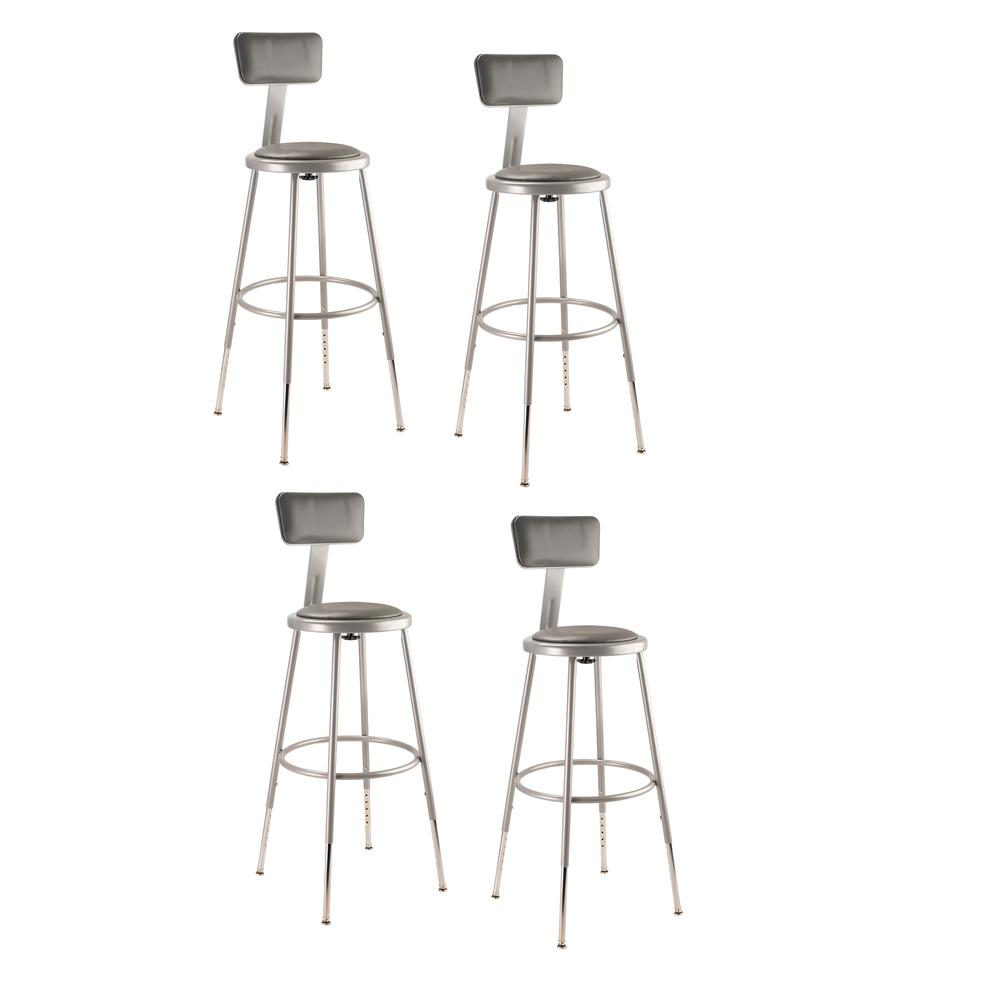 NPS® 25"-33" Height Adjustable Heavy Duty Vinyl Padded Steel Stool With Backrest, Grey