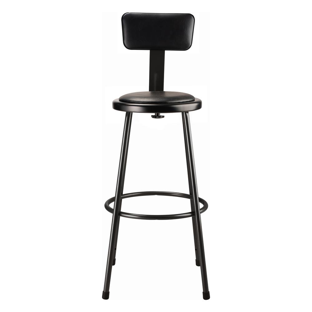 (3 Pack) NPS® 30" Heavy Duty Vinyl Padded Steel Stool With Backrest, Black