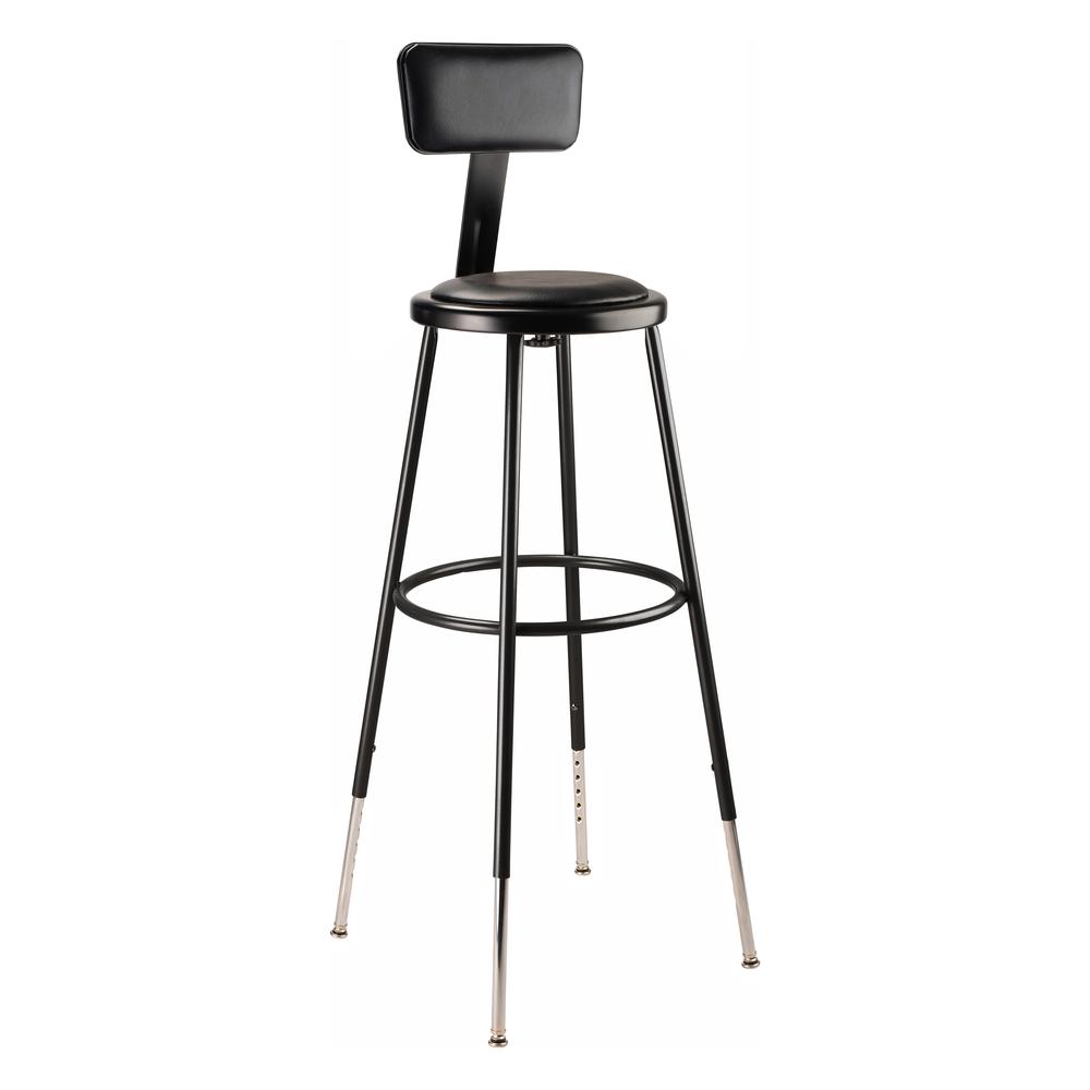(3 Pack) NPS® 32 -39" Height Adjustable Heavy Duty Vinyl Padded Steel Stool With Backrest, Black