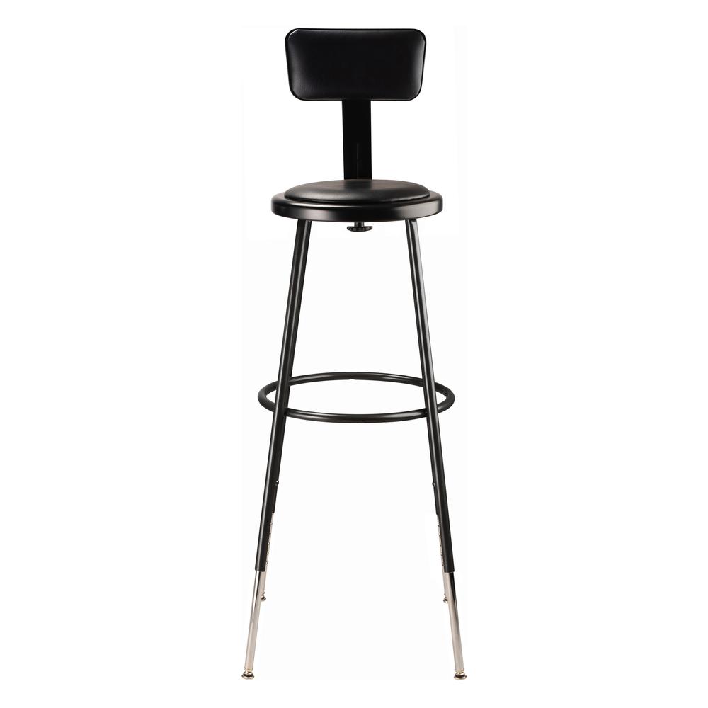 (3 Pack) NPS® 32 -39" Height Adjustable Heavy Duty Vinyl Padded Steel Stool With Backrest, Black