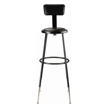 (3 Pack) NPS® 32 -39" Height Adjustable Heavy Duty Vinyl Padded Steel Stool With Backrest, Black