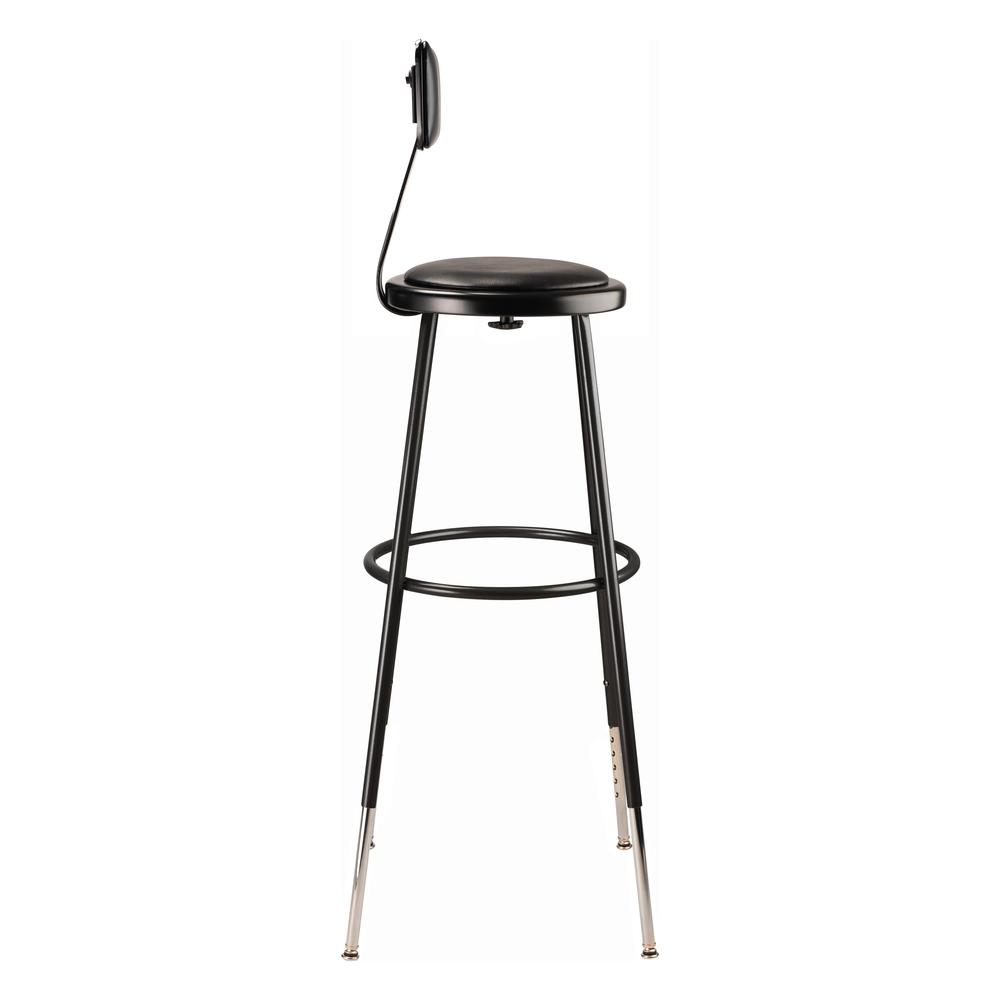 (3 Pack) NPS® 32 -39" Height Adjustable Heavy Duty Vinyl Padded Steel Stool With Backrest, Black