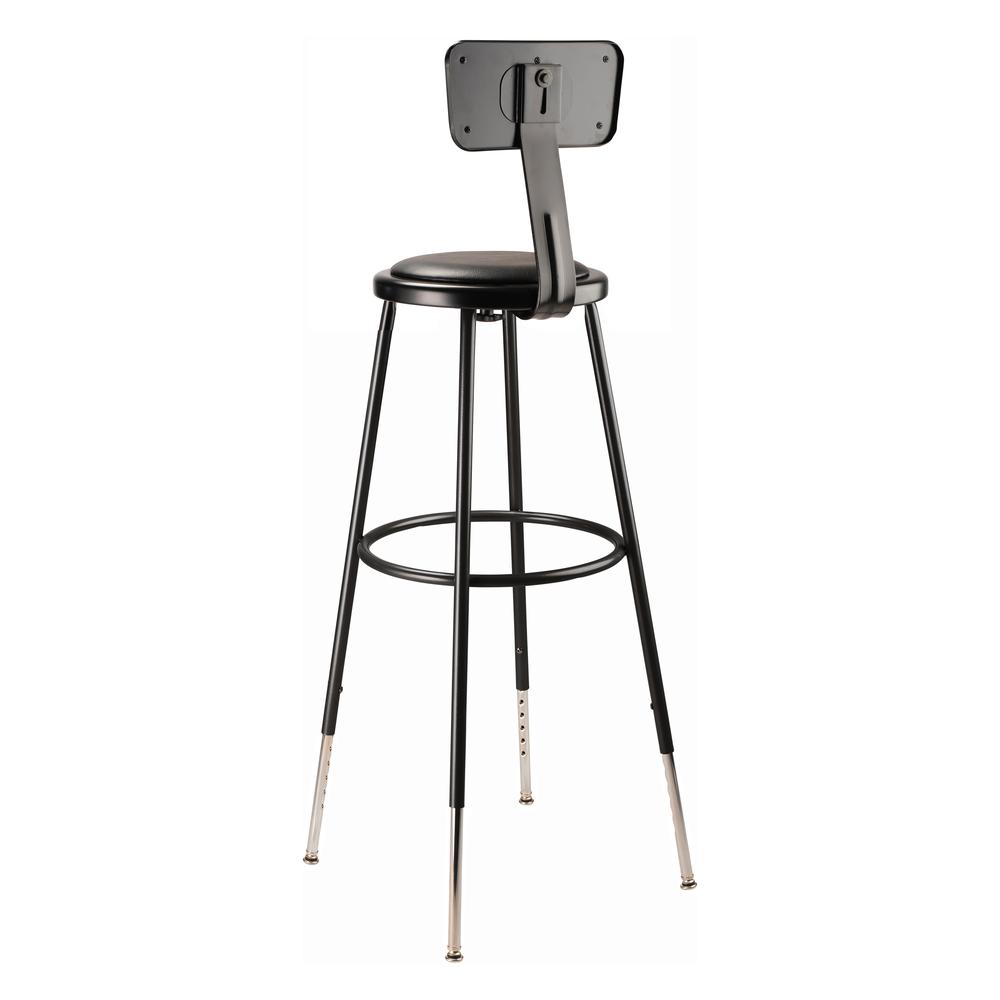 NPS® 32 -39" Height Adjustable Heavy Duty Vinyl Padded Steel Stool With Backrest, Black