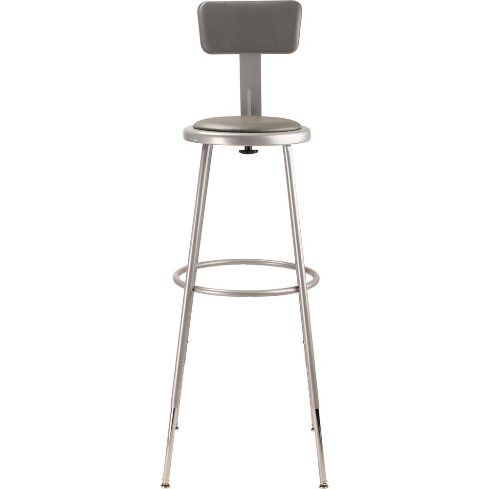 NPS® 32"-39" Height Adjustable Heavy Duty Vinyl Padded Steel Stool With Backrest, Grey