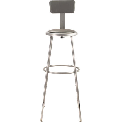 NPS® 32"-39" Height Adjustable Heavy Duty Vinyl Padded Steel Stool With Backrest, Grey