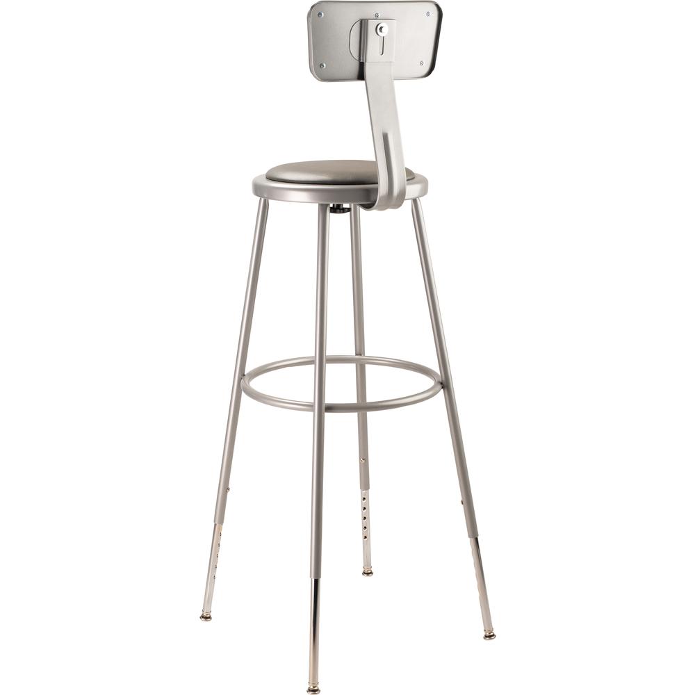 NPS® 32"-39" Height Adjustable Heavy Duty Vinyl Padded Steel Stool With Backrest, Grey