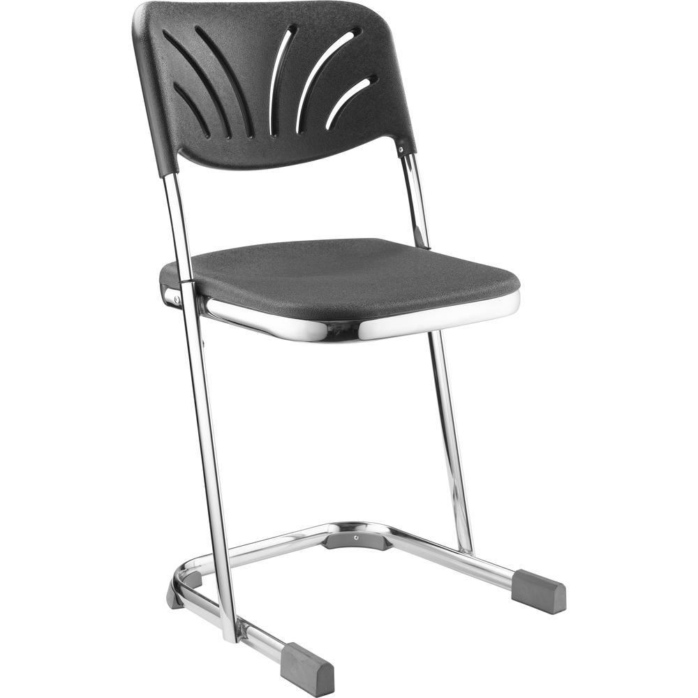 NPS® 18" Elephant Z-Stool With Backrest, Black Seat and Chrome Frame