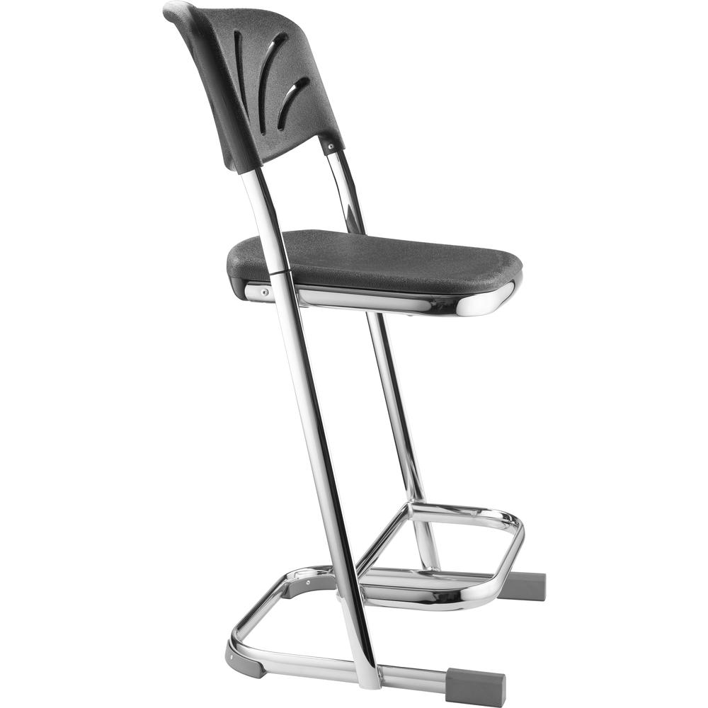 NPS® 22" Elephant Z-Stool With Backrest, Black Seat and Chrome Frame