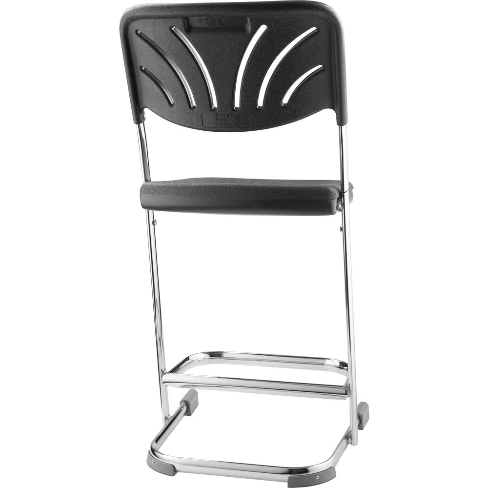 NPS® 22" Elephant Z-Stool With Backrest, Black Seat and Chrome Frame