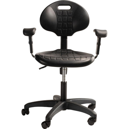 NPS® Polyurethane Task Chair with Arms, 16"-21" Height, Black