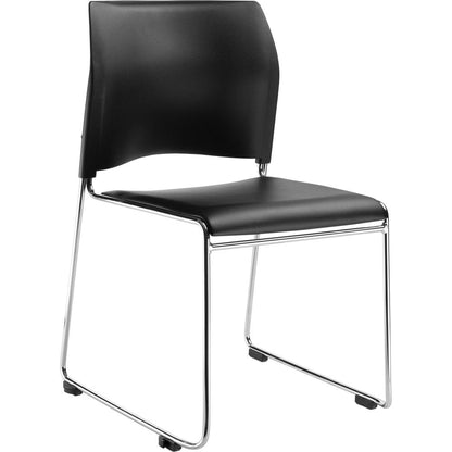 NPS® Cafetorium Plush Vinyl Stack Chair, Black