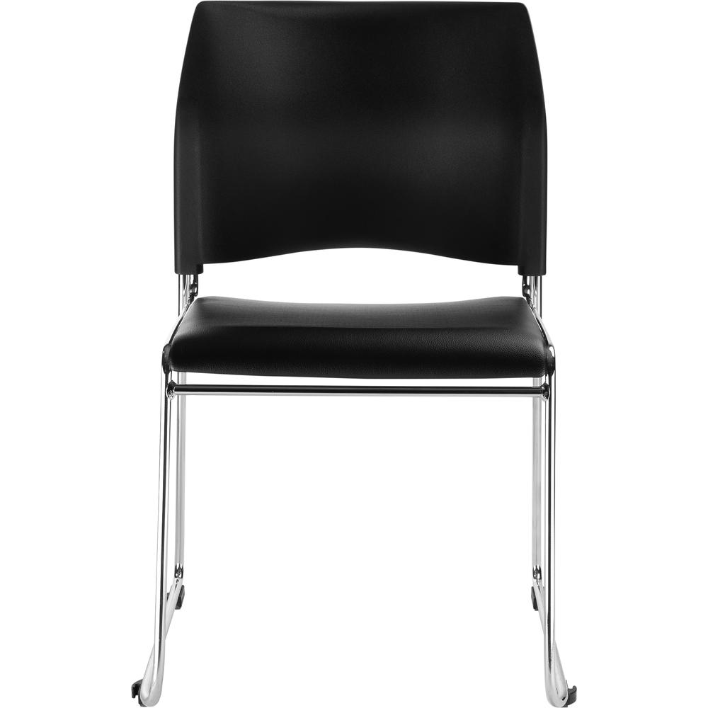 NPS® Cafetorium Plush Vinyl Stack Chair, Black