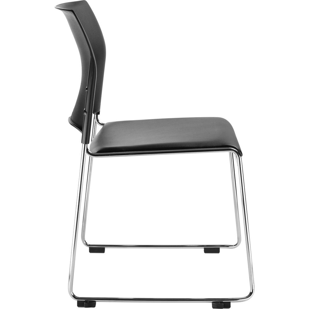 NPS® Cafetorium Plush Vinyl Stack Chair, Black