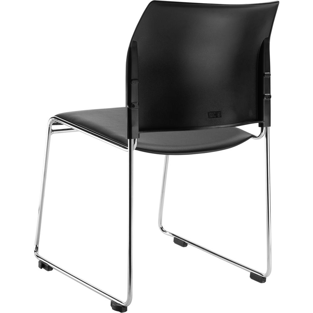 NPS® Cafetorium Plush Vinyl Stack Chair, Black