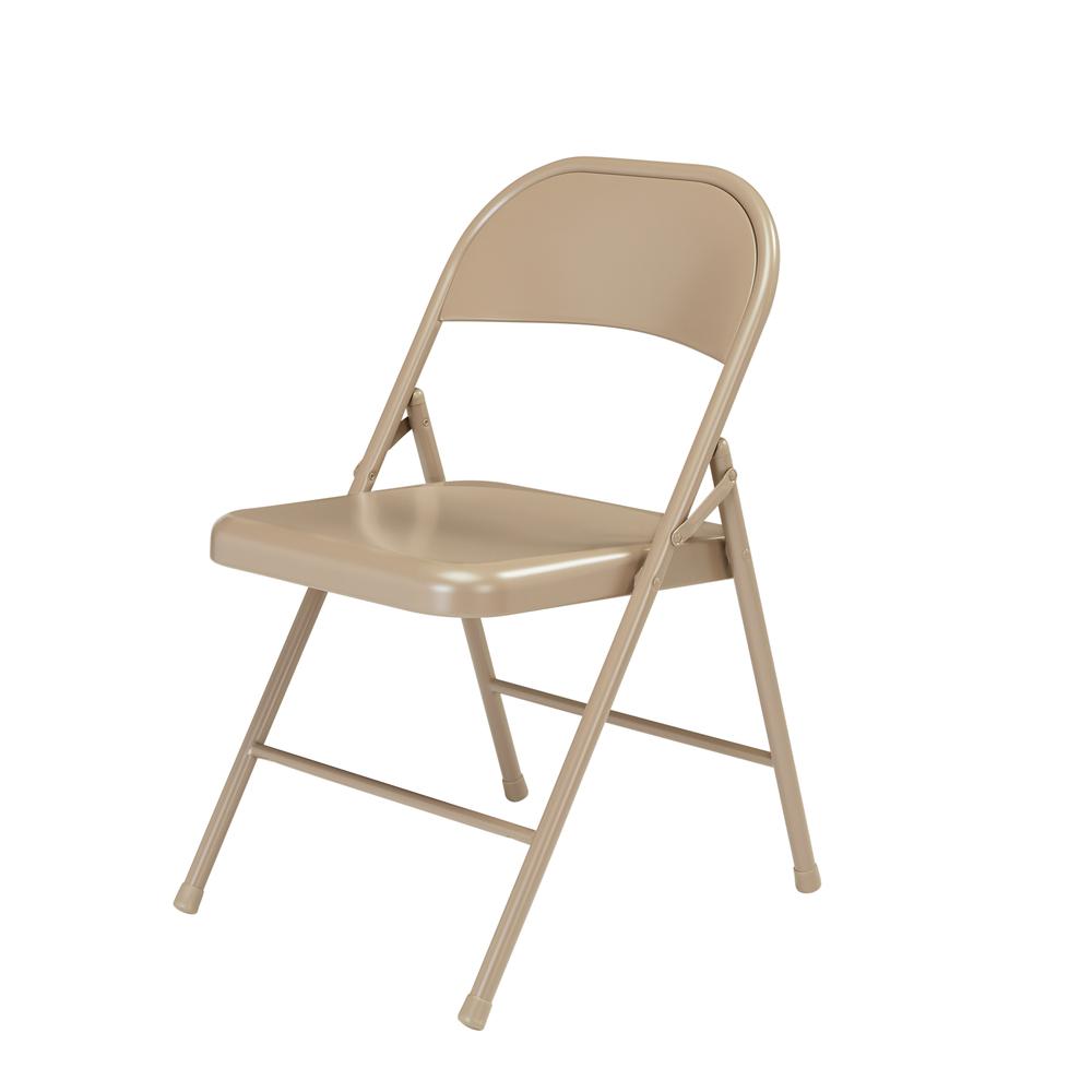 Commercialine® All-Steel Folding Chair, Beige (Pack of 4)