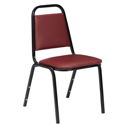 NPS® 9100 Series Vinyl Upholstered Stack Chair, Pleasant Burgundy Seat/Black Sandtex Frame