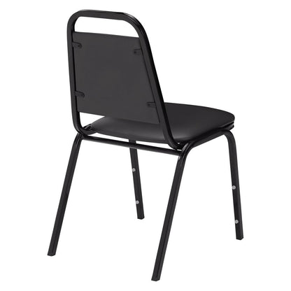 NPS® 9100 Series Vinyl Upholstered Stack Chair, Panther Black Seat/Black Sandtex Frame