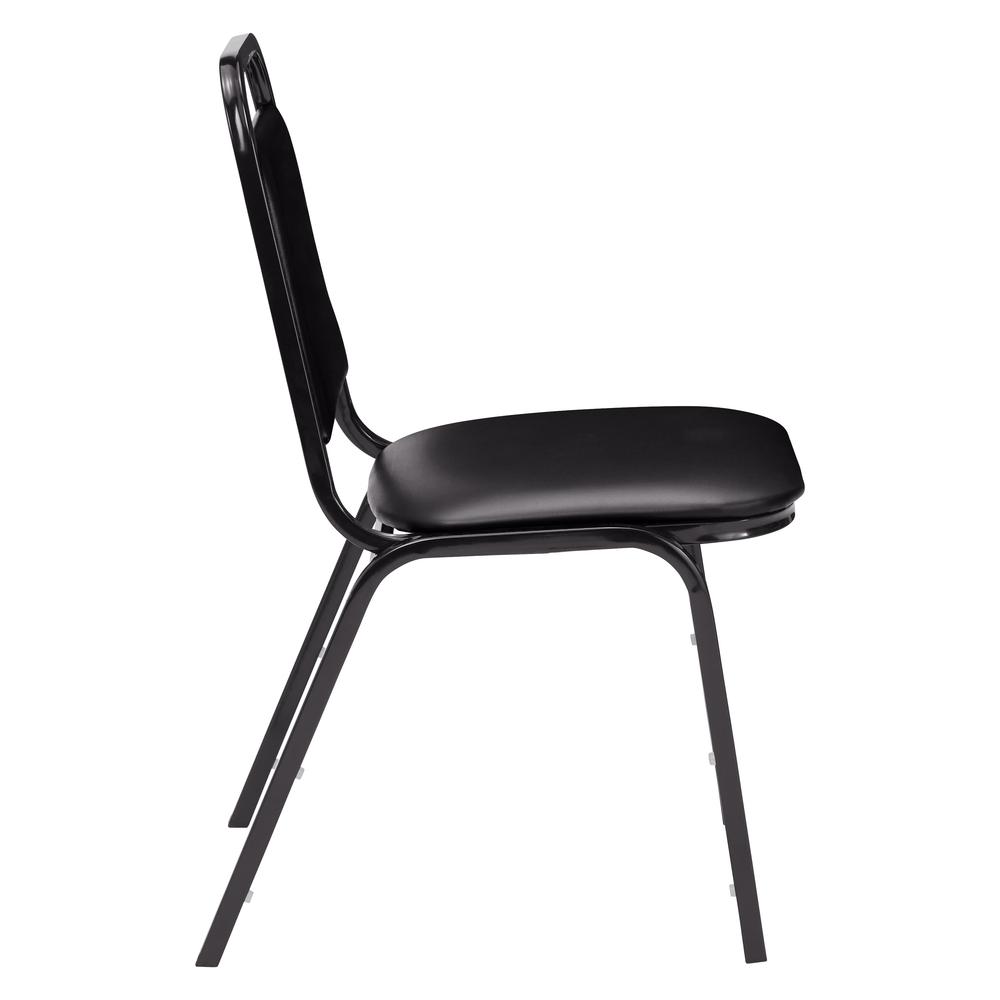 NPS® 9100 Series Vinyl Upholstered Stack Chair, Panther Black Seat/Black Sandtex Frame
