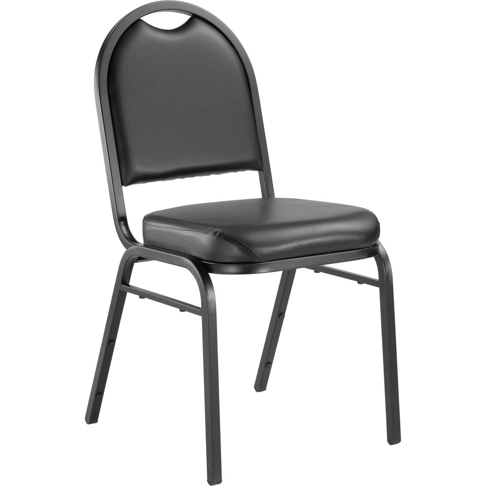 NPS® 9200 Series Premium Vinyl Upholstered Stack Chair, Panther Black Seat/ Black Sandtex Frame