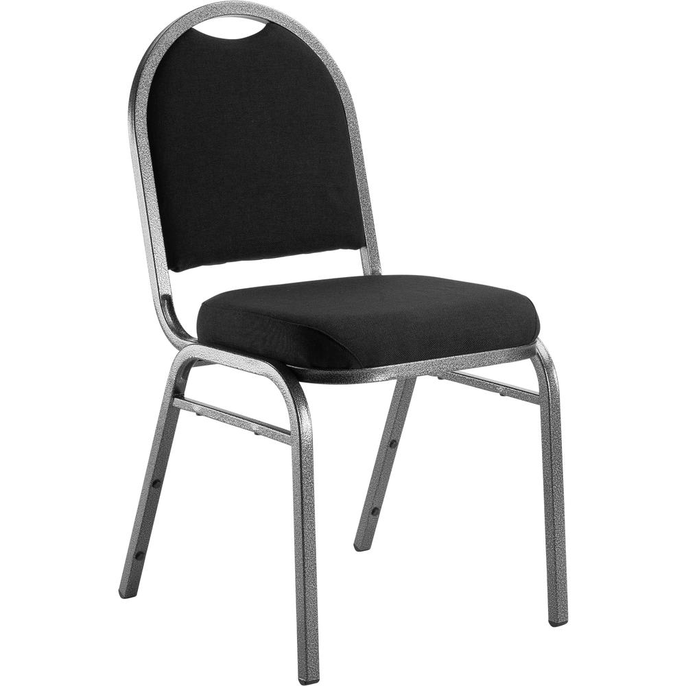 NPS® 9200 Series Premium Fabric Upholstered Stack Chair, Ebony Black Seat/ Silvervein Frame