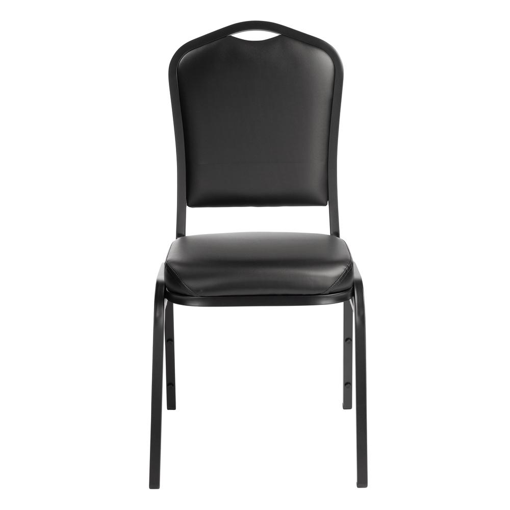 NPS® 9300 Series Deluxe Vinyl Upholstered Stack Chair, Panther Black Seat/Black Sandtex Frame