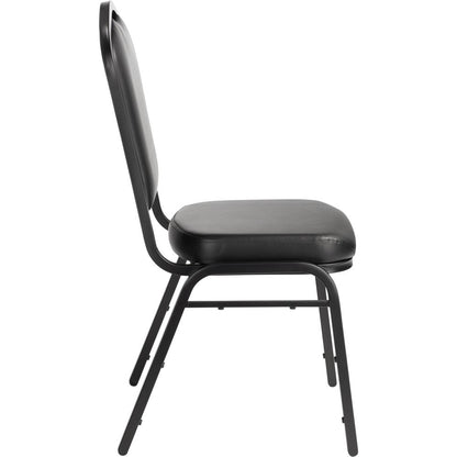NPS® 9300 Series Deluxe Vinyl Upholstered Stack Chair, Panther Black Seat/Black Sandtex Frame
