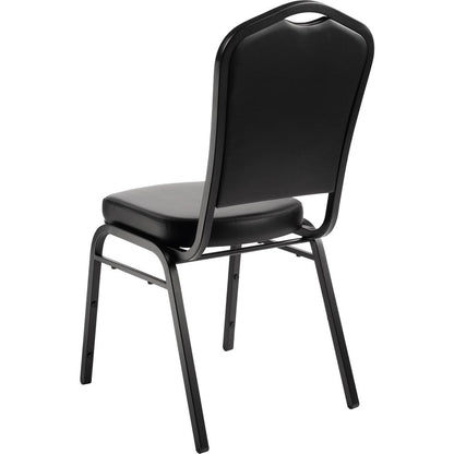 NPS® 9300 Series Deluxe Vinyl Upholstered Stack Chair, Panther Black Seat/Black Sandtex Frame