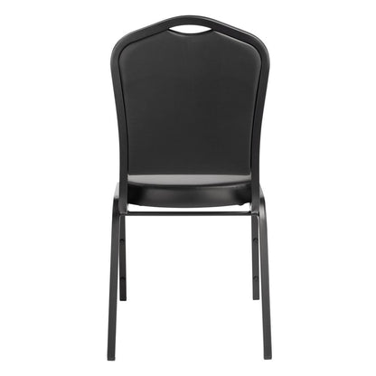 NPS® 9300 Series Deluxe Vinyl Upholstered Stack Chair, Panther Black Seat/Black Sandtex Frame