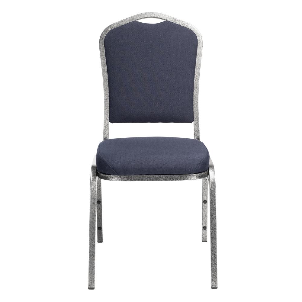 NPS® 9300 Series Deluxe Fabric Upholstered Stack Chair, Midnight Blue Seat/Silvervein Frame