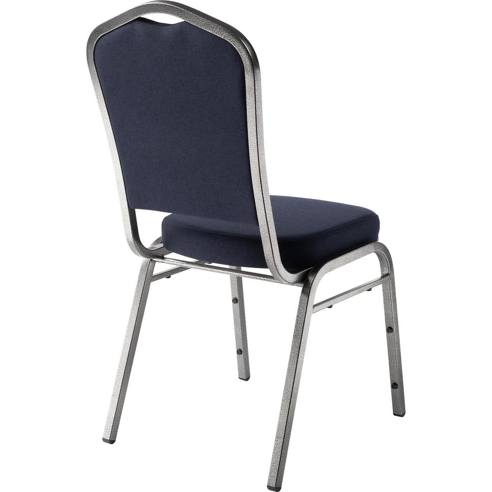 NPS® 9300 Series Deluxe Fabric Upholstered Stack Chair, Midnight Blue Seat/Silvervein Frame